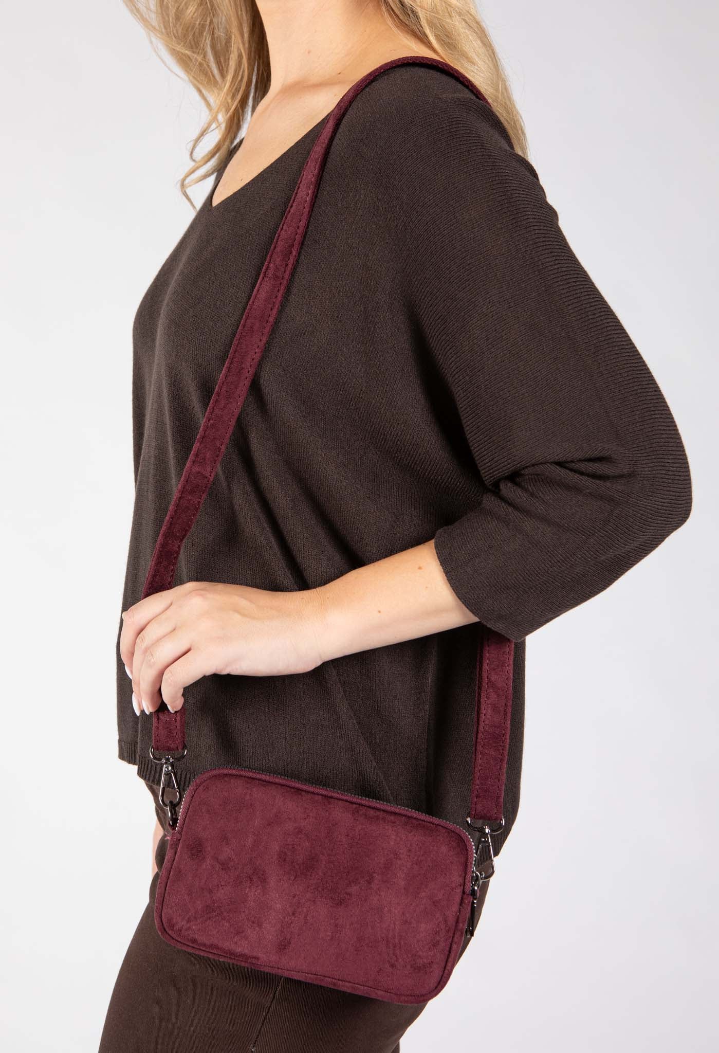Faux Suede Crossbody Bag