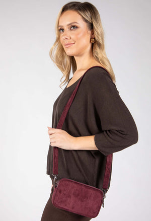 Faux Suede Crossbody Bag