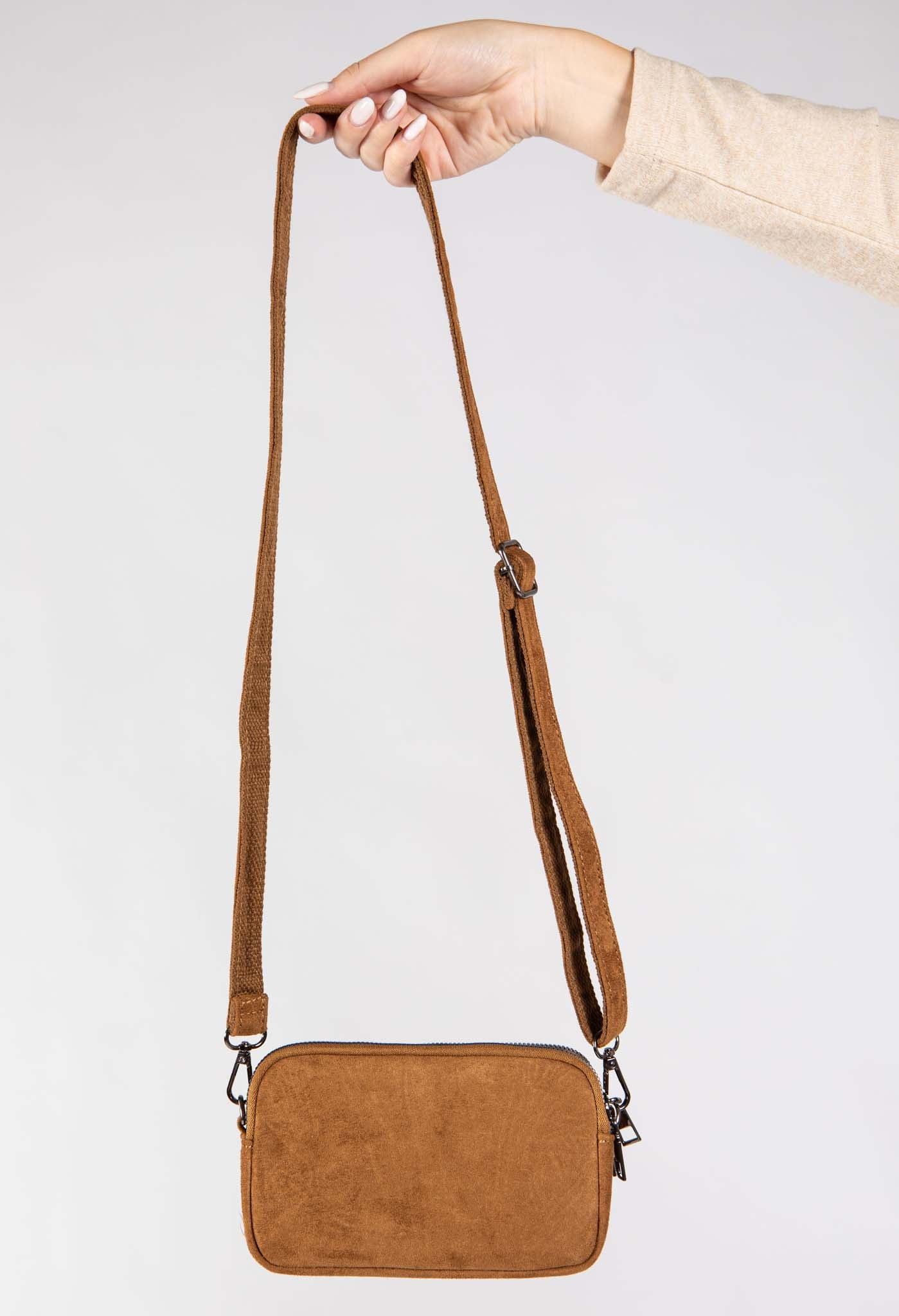 Faux Suede Crossbody Bag