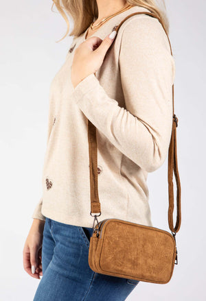 Faux Suede Crossbody Bag
