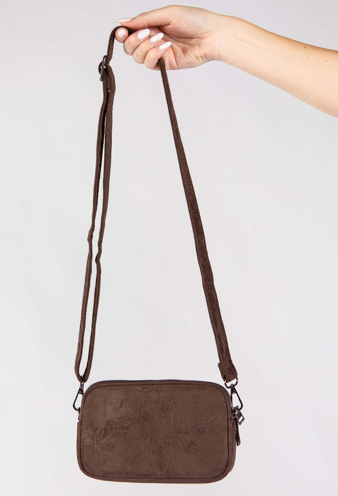 Faux Suede Crossbody Bag