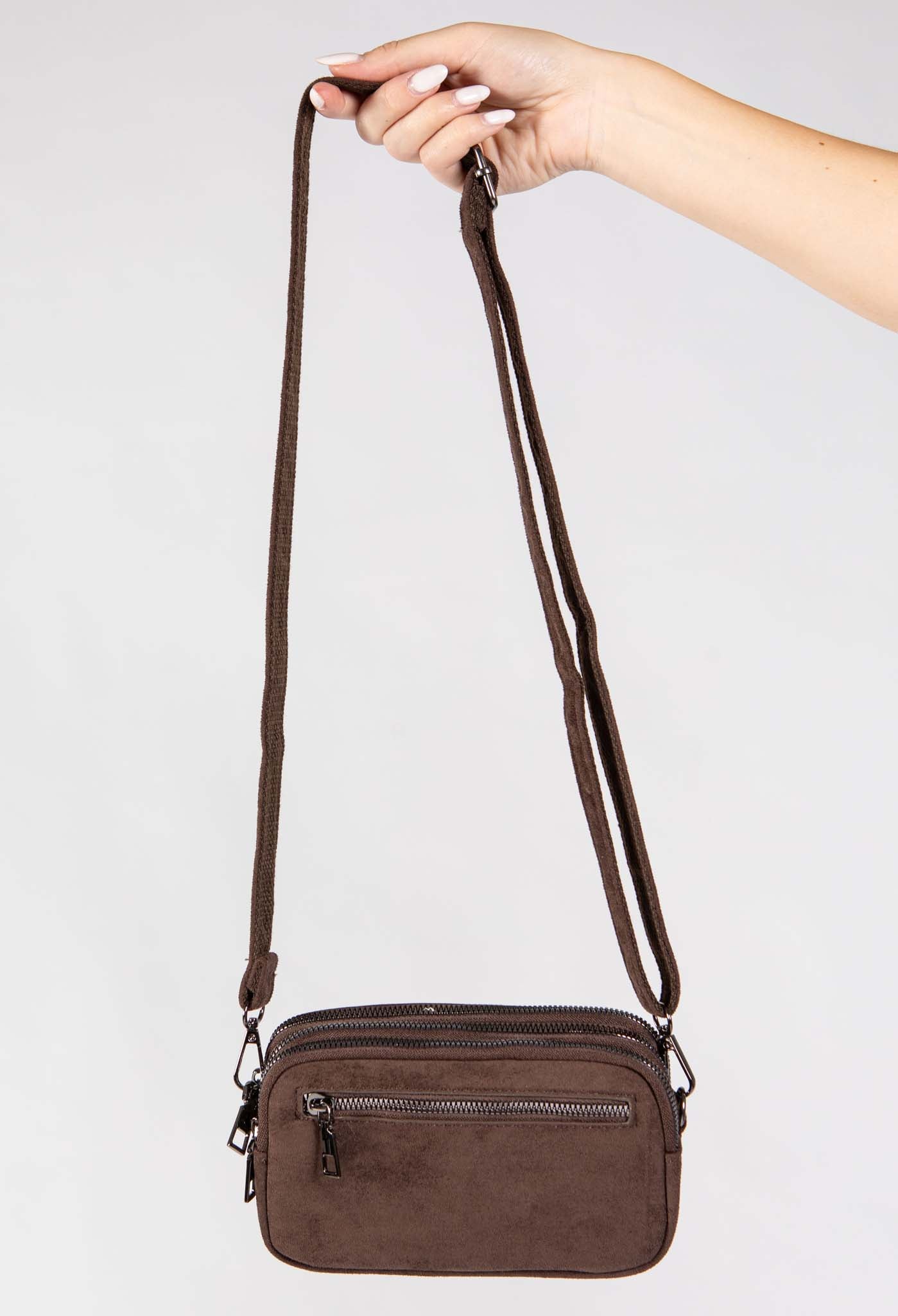 Faux Suede Crossbody Bag