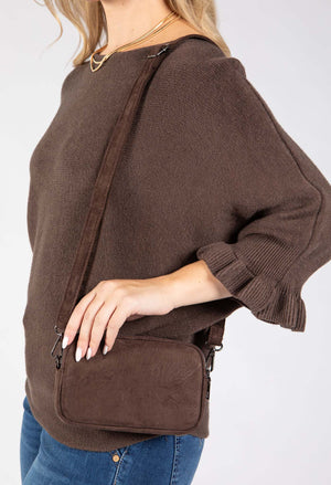 Faux Suede Crossbody Bag