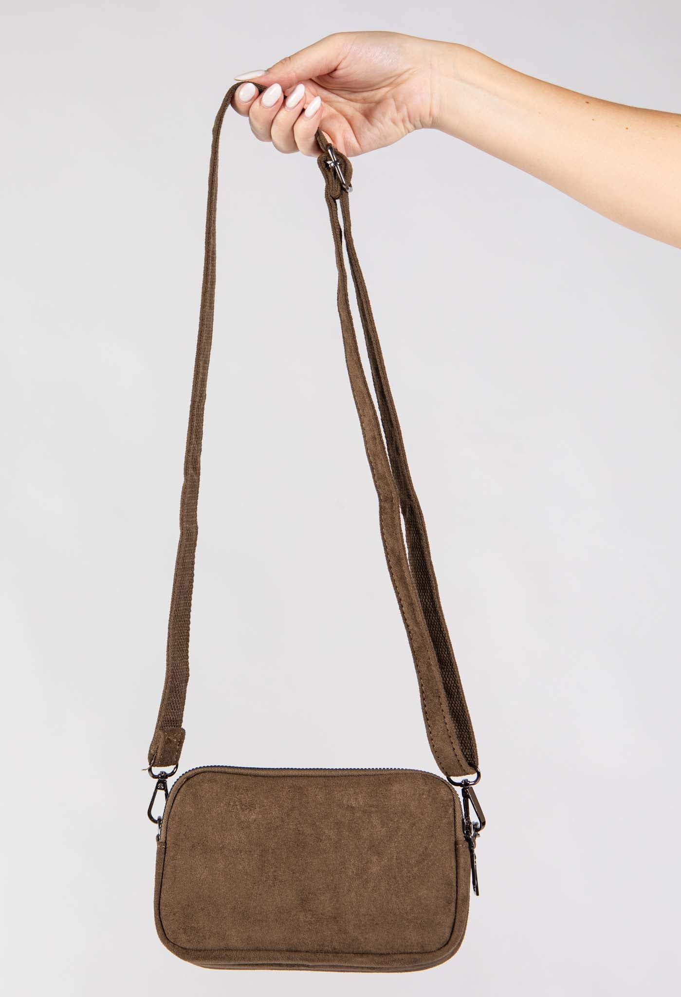 Faux Suede Crossbody Bag
