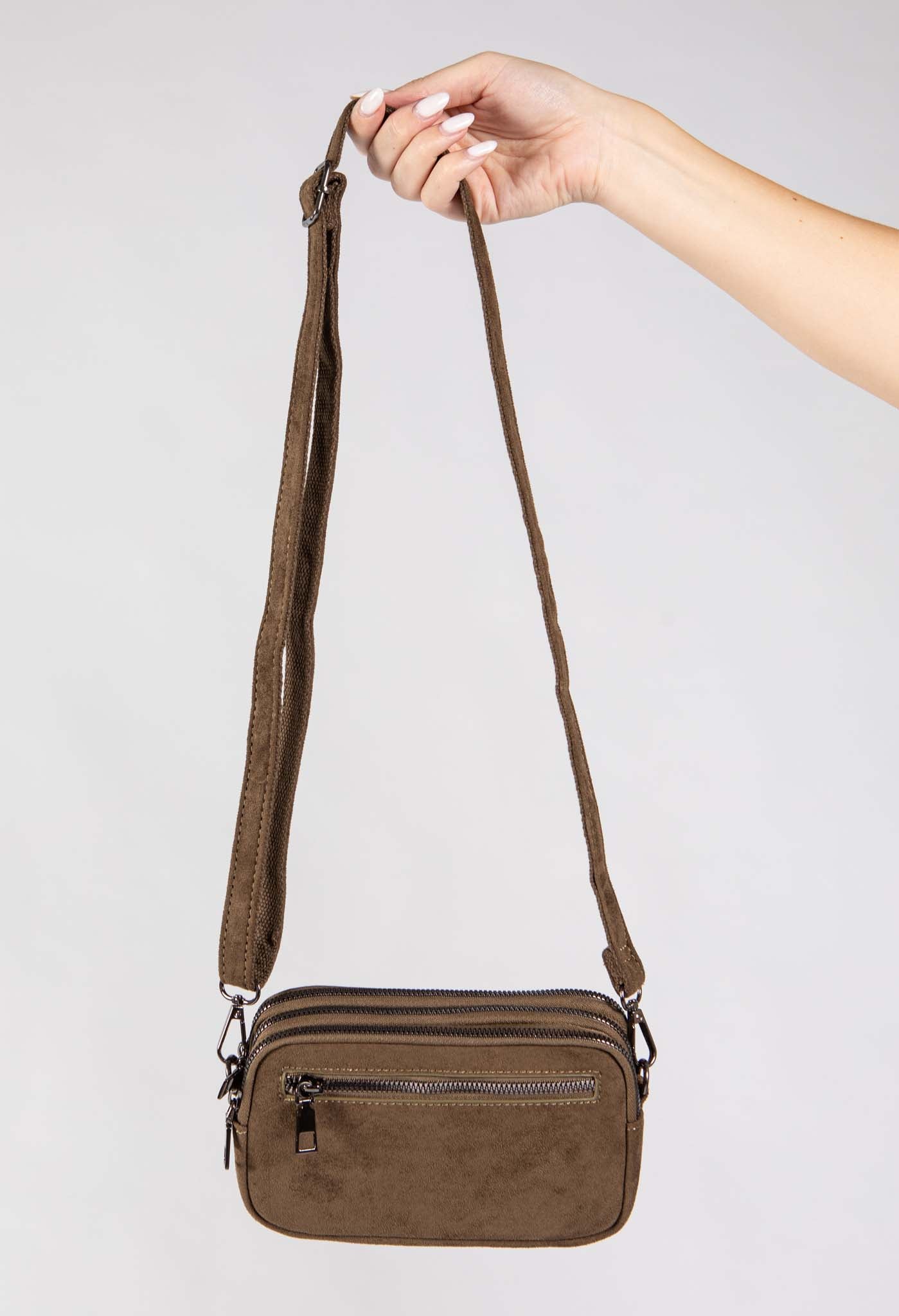 Faux Suede Crossbody Bag