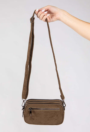 Faux Suede Crossbody Bag