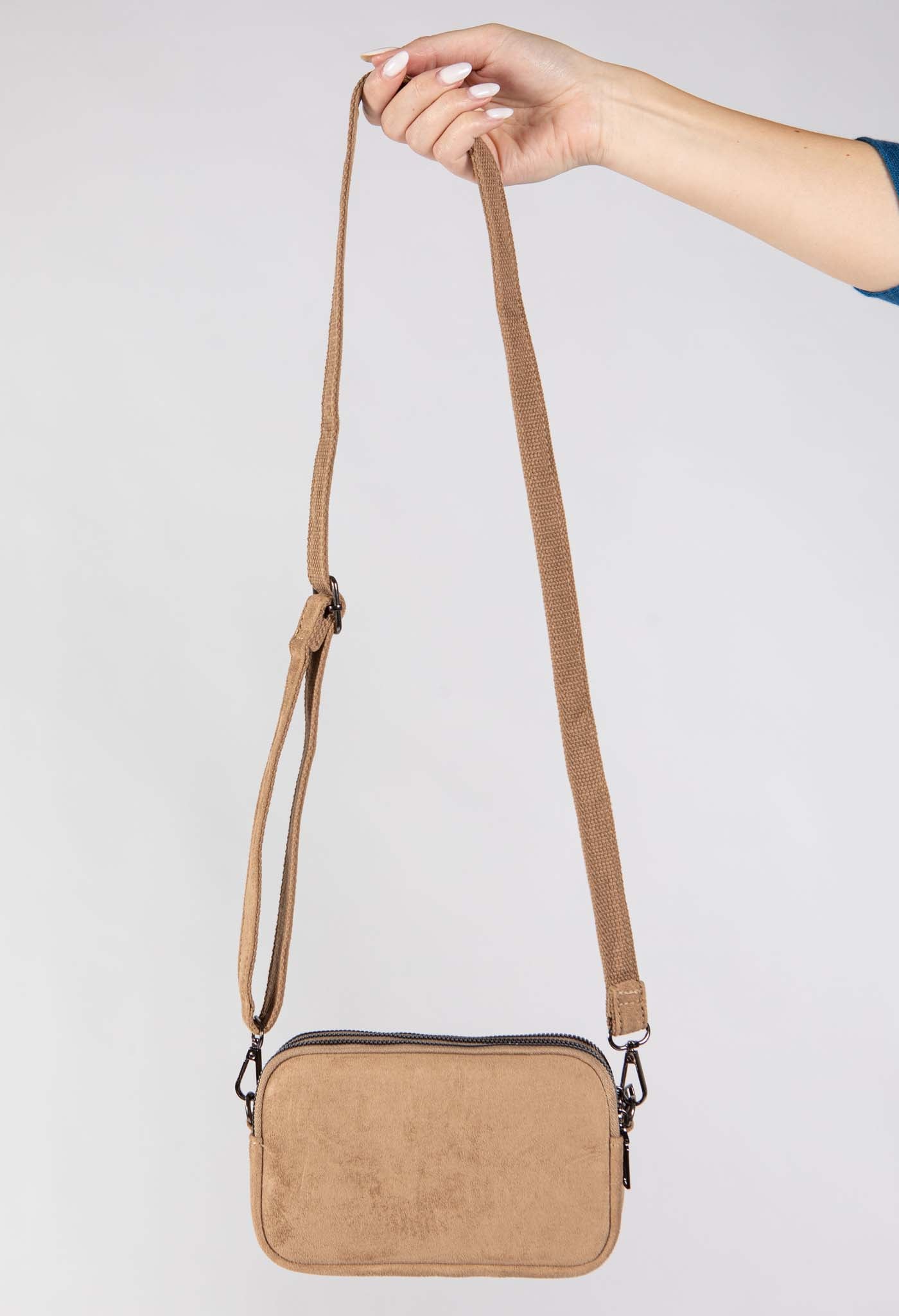 Faux Suede Crossbody Bag