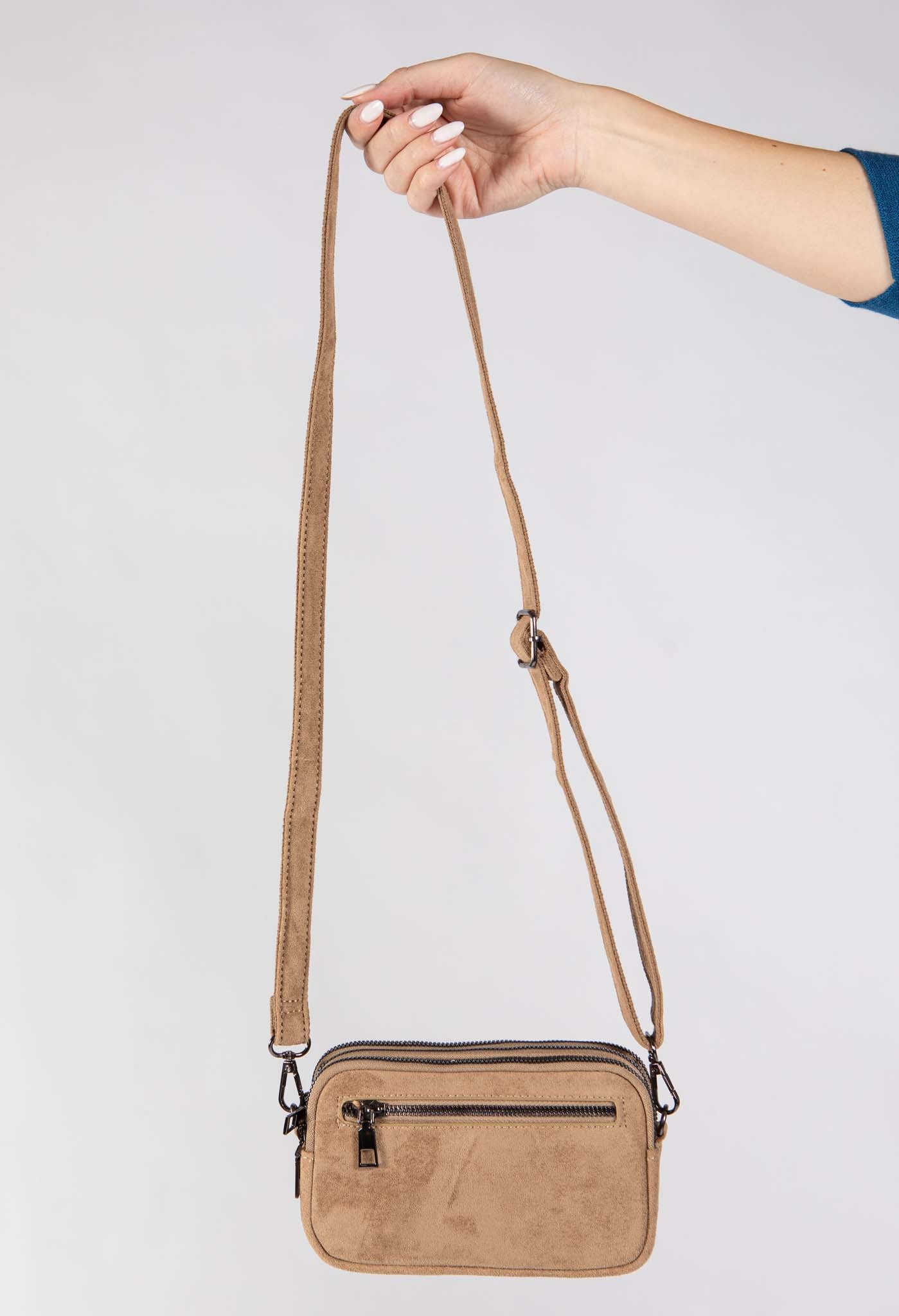 Faux Suede Crossbody Bag
