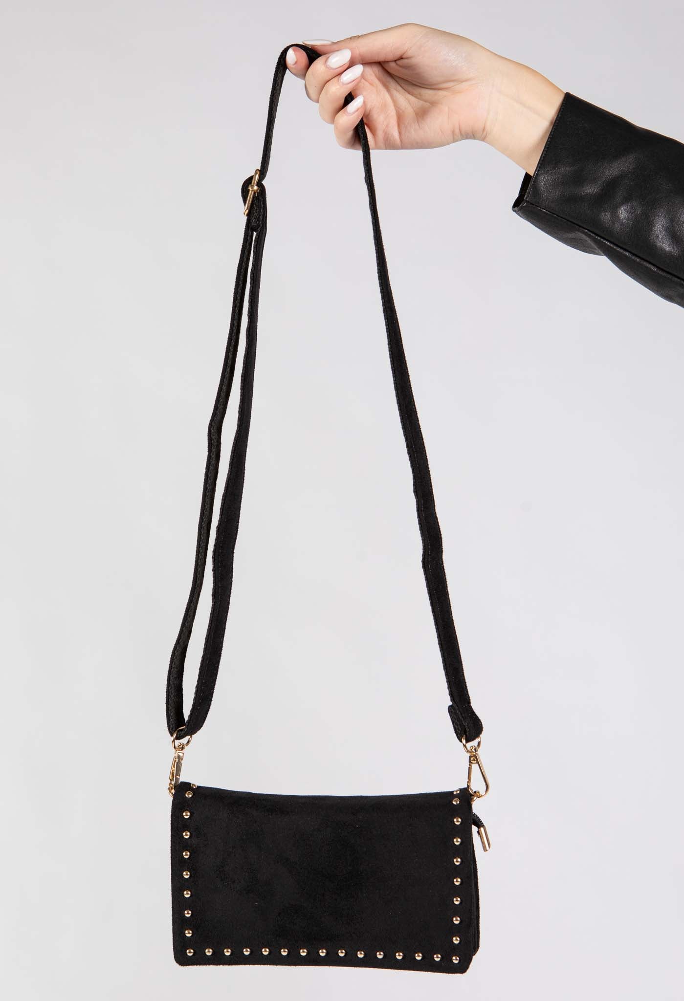 Faux Suede Studded Bag