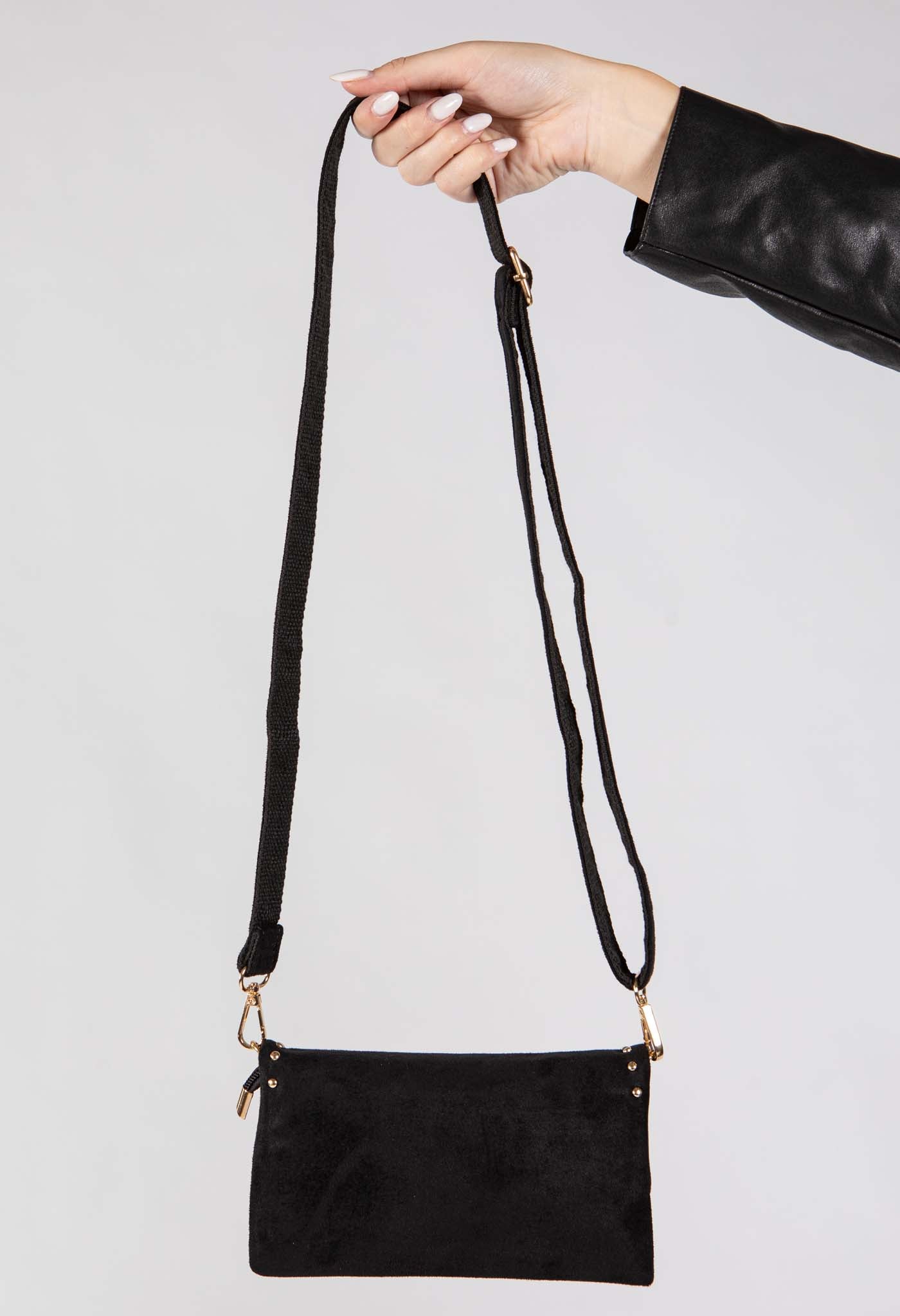 Faux Suede Studded Bag