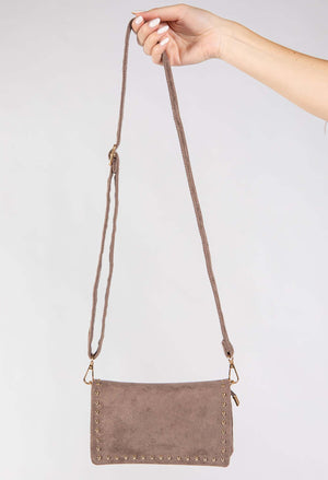 Faux Suede Studded Bag