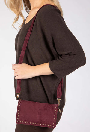 Faux Suede Studded Bag