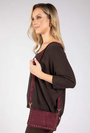 Faux Suede Studded Bag