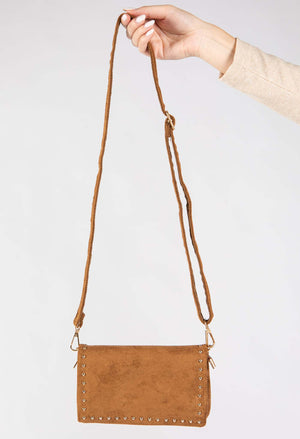 Faux Suede Studded Bag