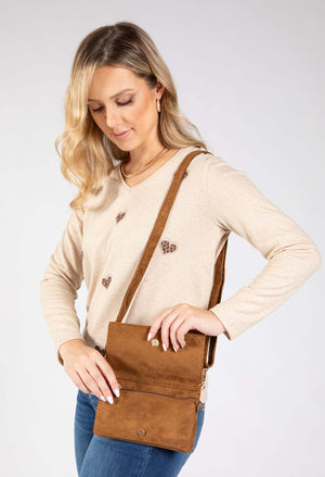 Faux Suede Studded Bag
