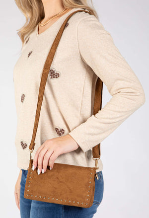 Faux Suede Studded Bag