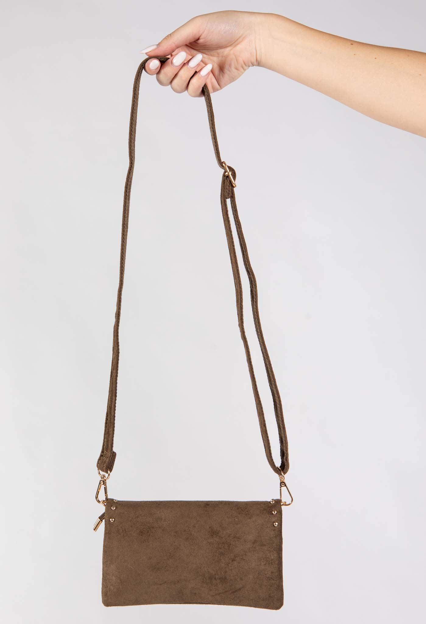 Faux Suede Studded Bag
