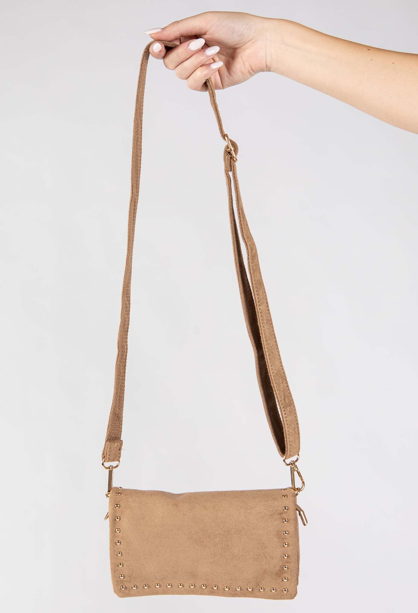 Faux Suede Studded Bag