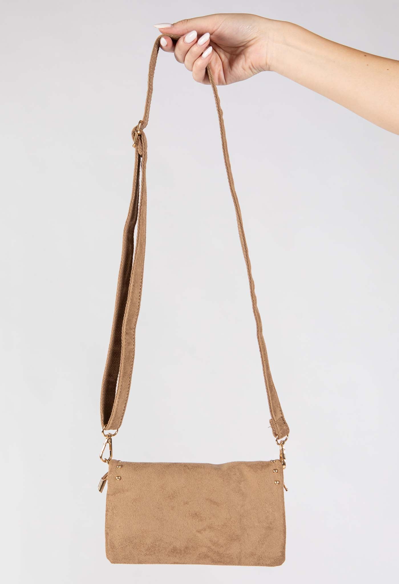 Faux Suede Studded Bag