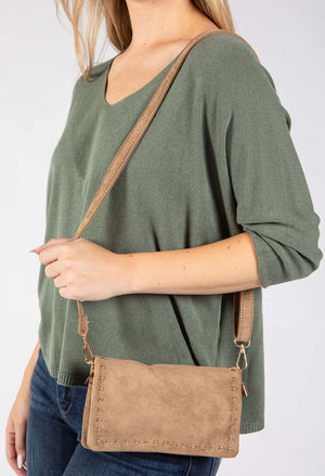 Faux Suede Studded Bag