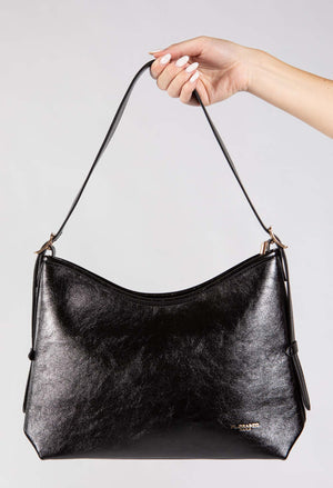 Faux Leather Shoulder Bag with Buckle