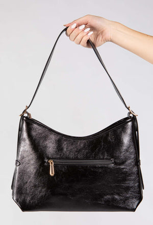 Faux Leather Shoulder Bag with Buckle