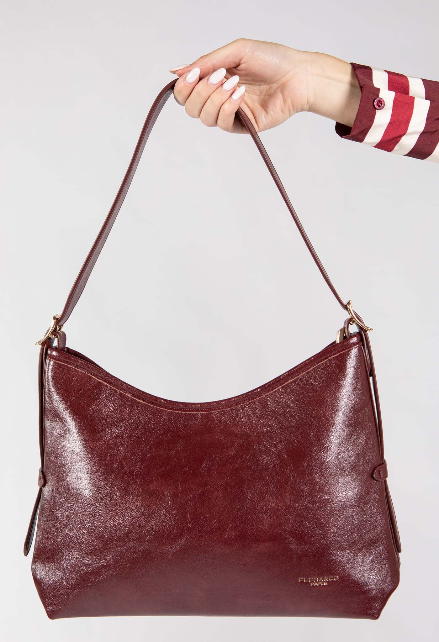 Faux Leather Shoulder Bag with Buckle