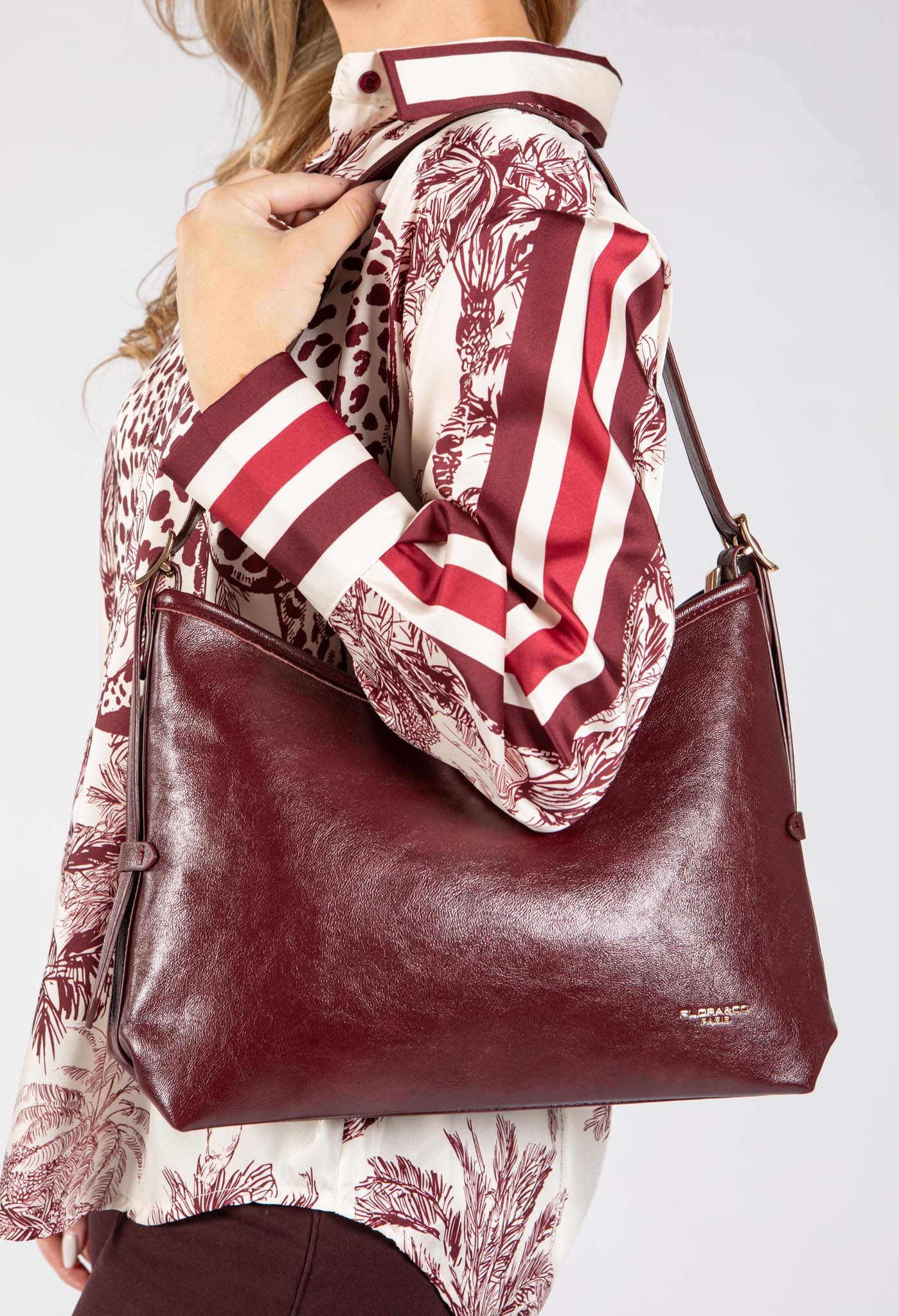 Faux Leather Shoulder Bag with Buckle