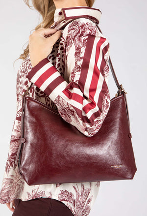 Faux Leather Shoulder Bag with Buckle