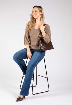 Faux Leather Shoulder Bag with Buckle