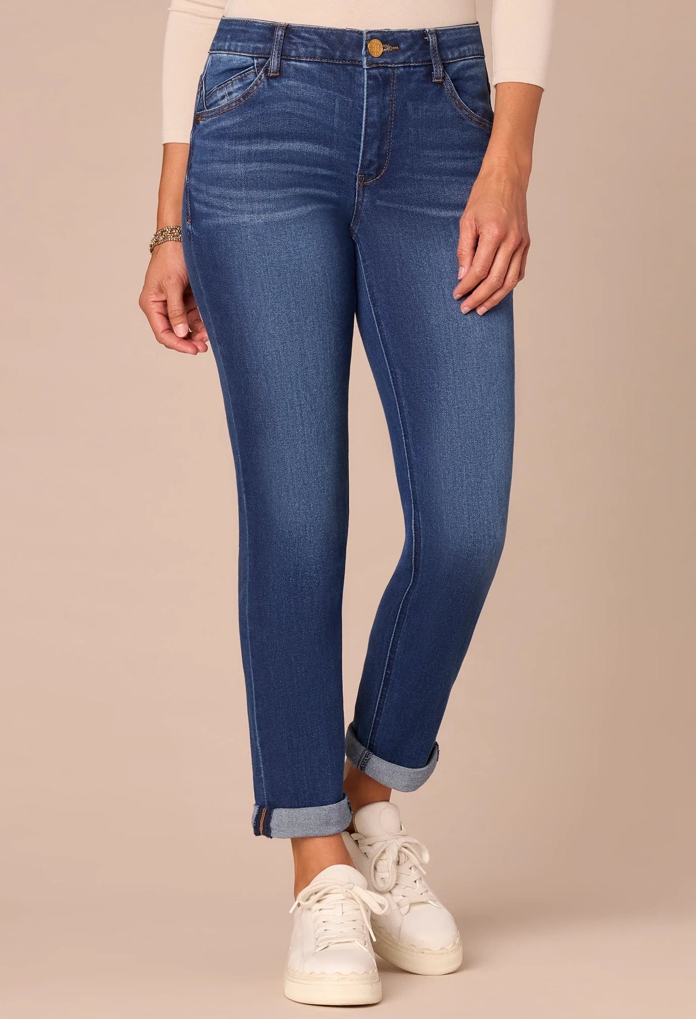 "Ab"solution® Cuffed Girlfriend Jeans