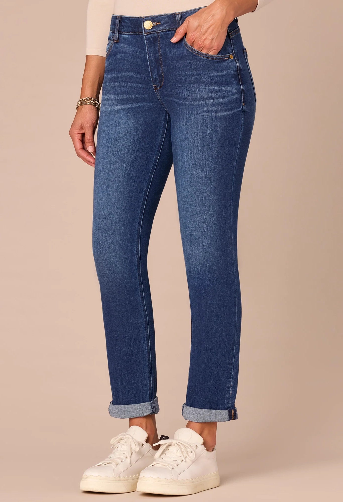 "Ab"solution® Cuffed Girlfriend Jeans