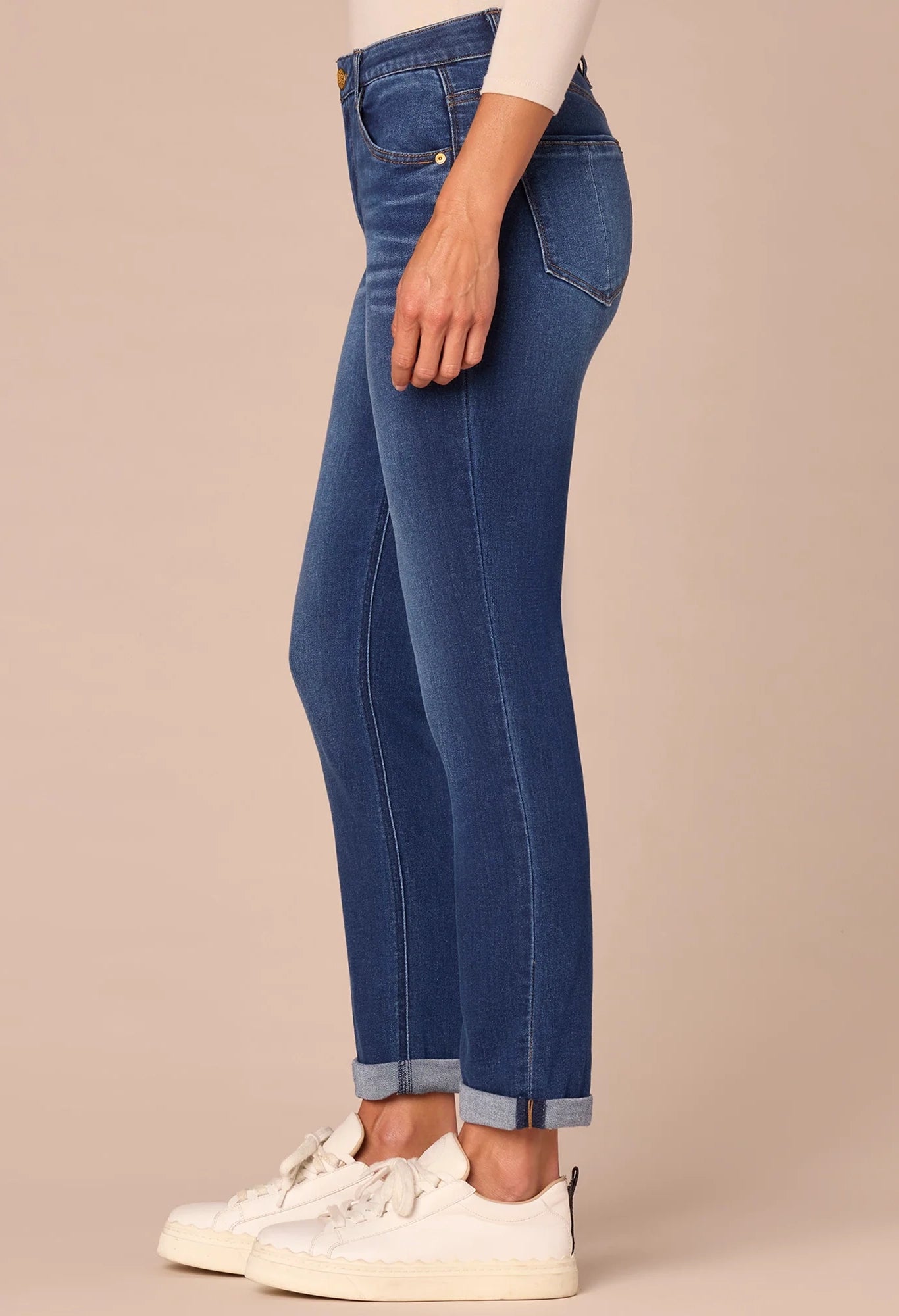 "Ab"solution® Cuffed Girlfriend Jeans