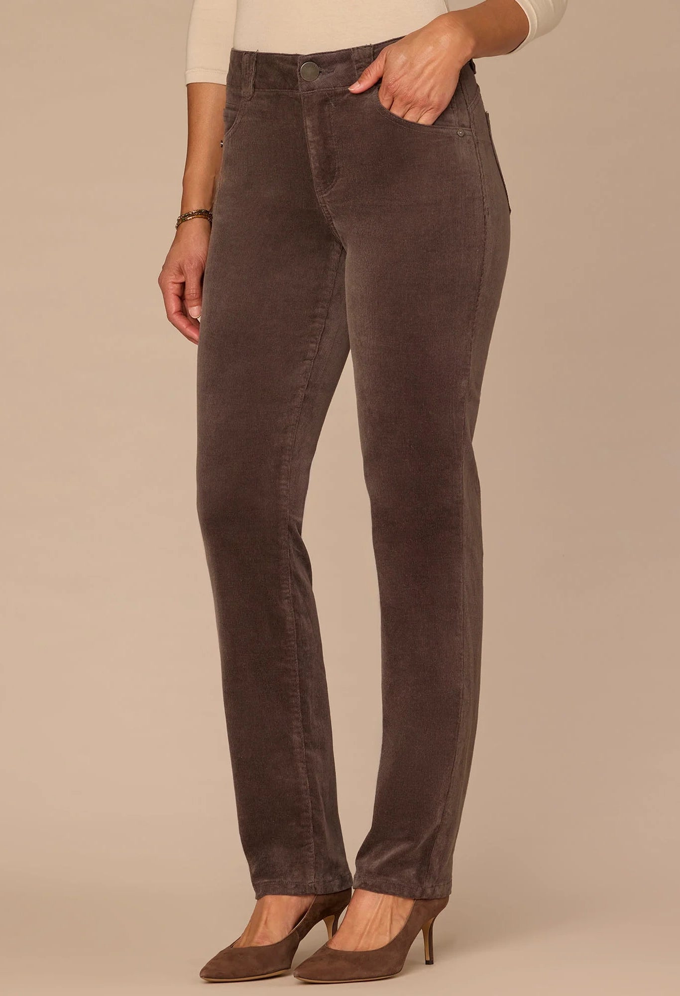 "Ab"solution® Mid-Rise Corduroy Straight Leg Trousers