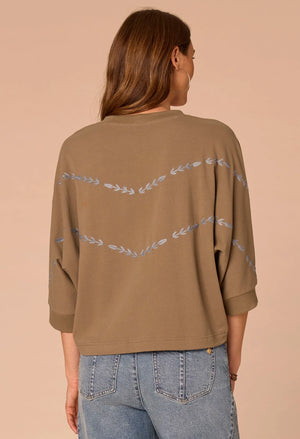 Dolman Sleeve Embroidered Knit Top