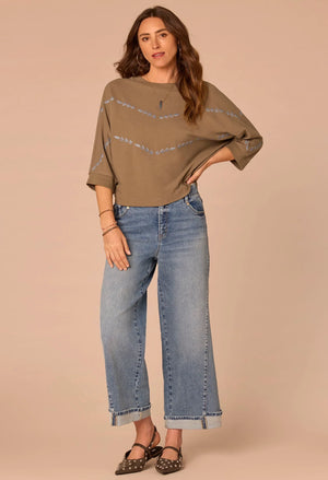 Dolman Sleeve Embroidered Knit Top