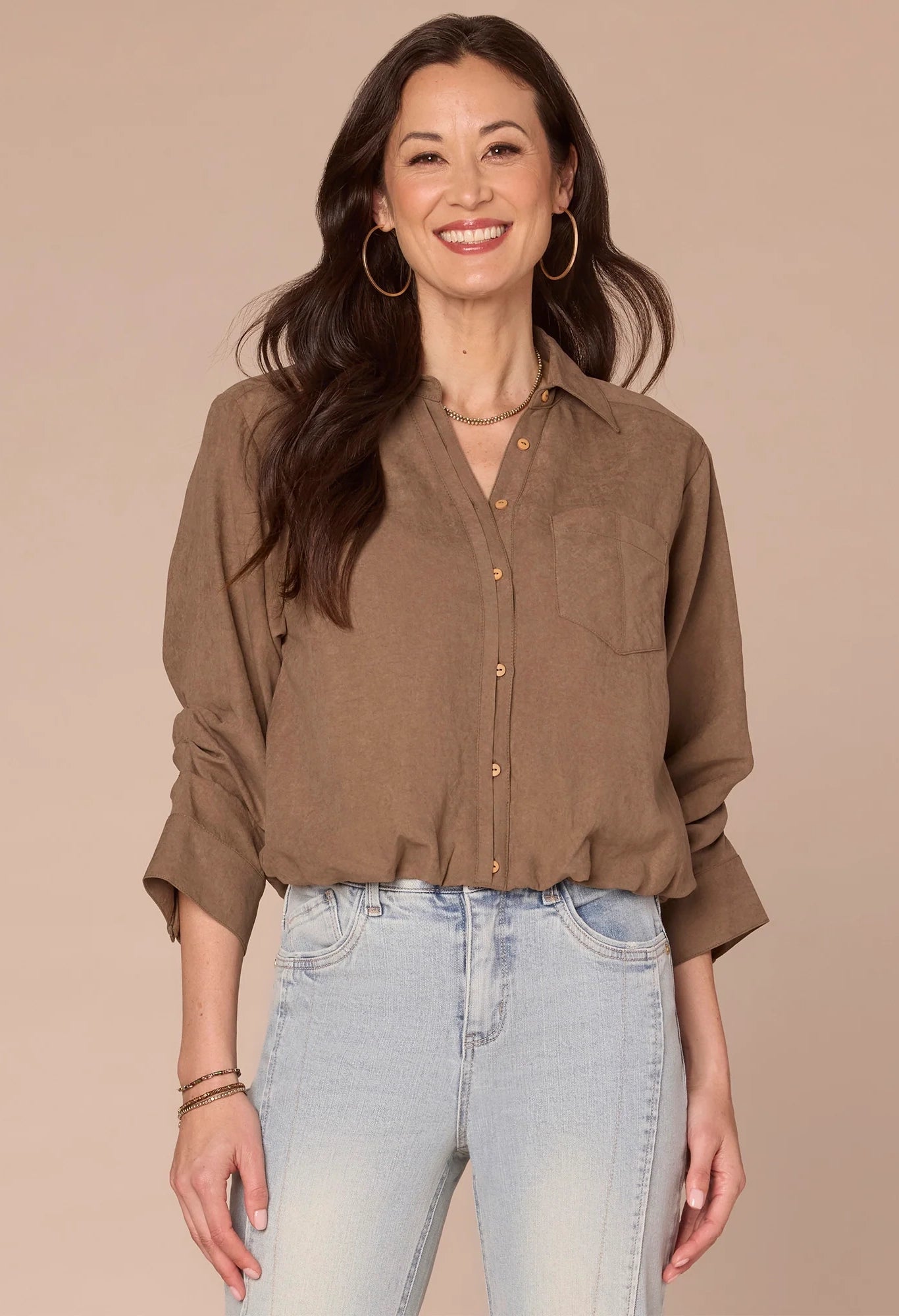 Bubble Hem Woven Shirt