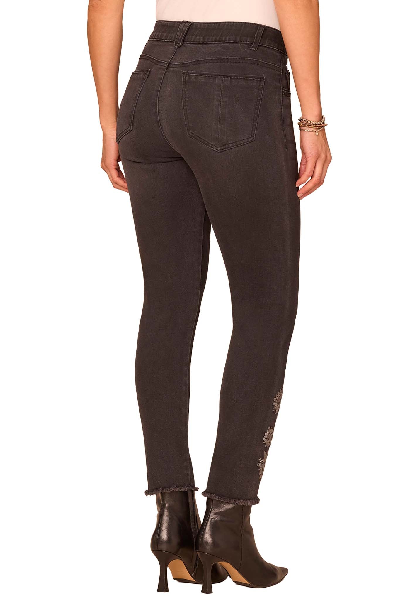 "Ab"solution® Slim Fit Floral Embroidery Jeans