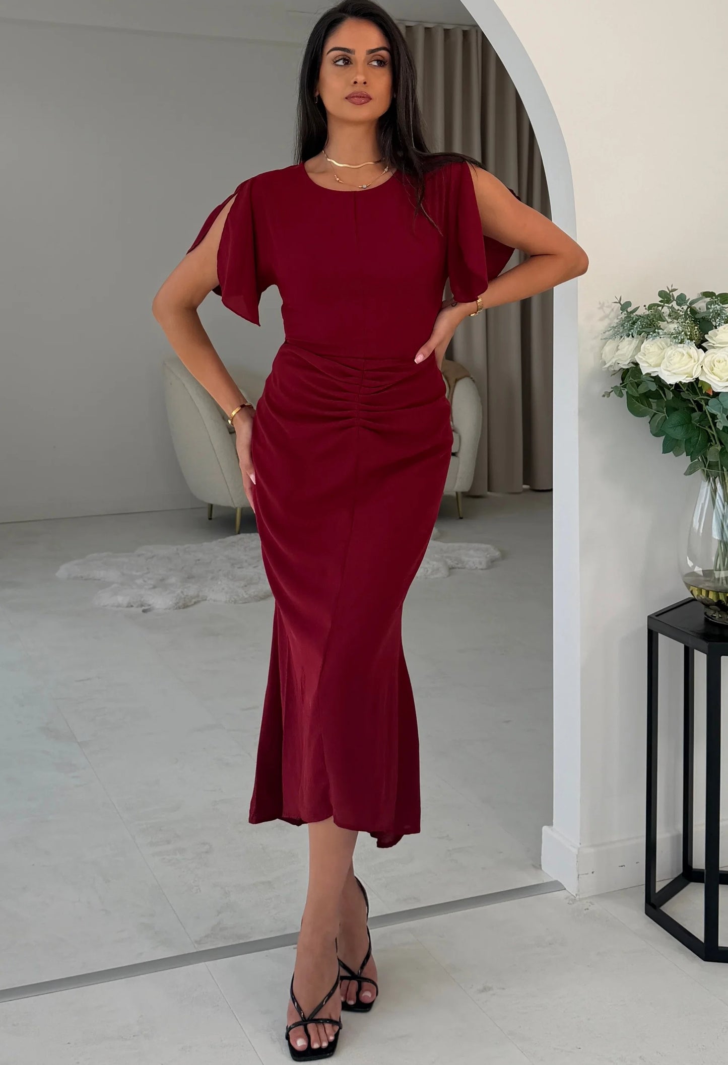 Cleo Ruched Detail Midi Dres
