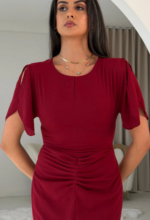 Cleo Ruched Detail Midi Dres