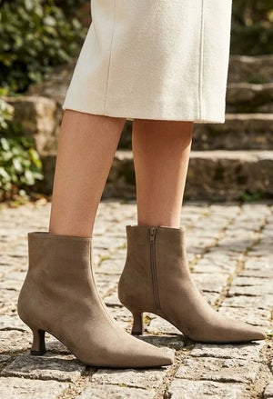 Suede Feel Kitten Heel Boot