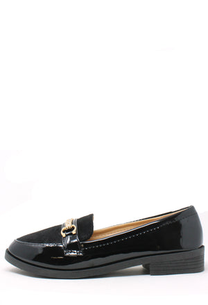 Patent and Faux Suede Loafer