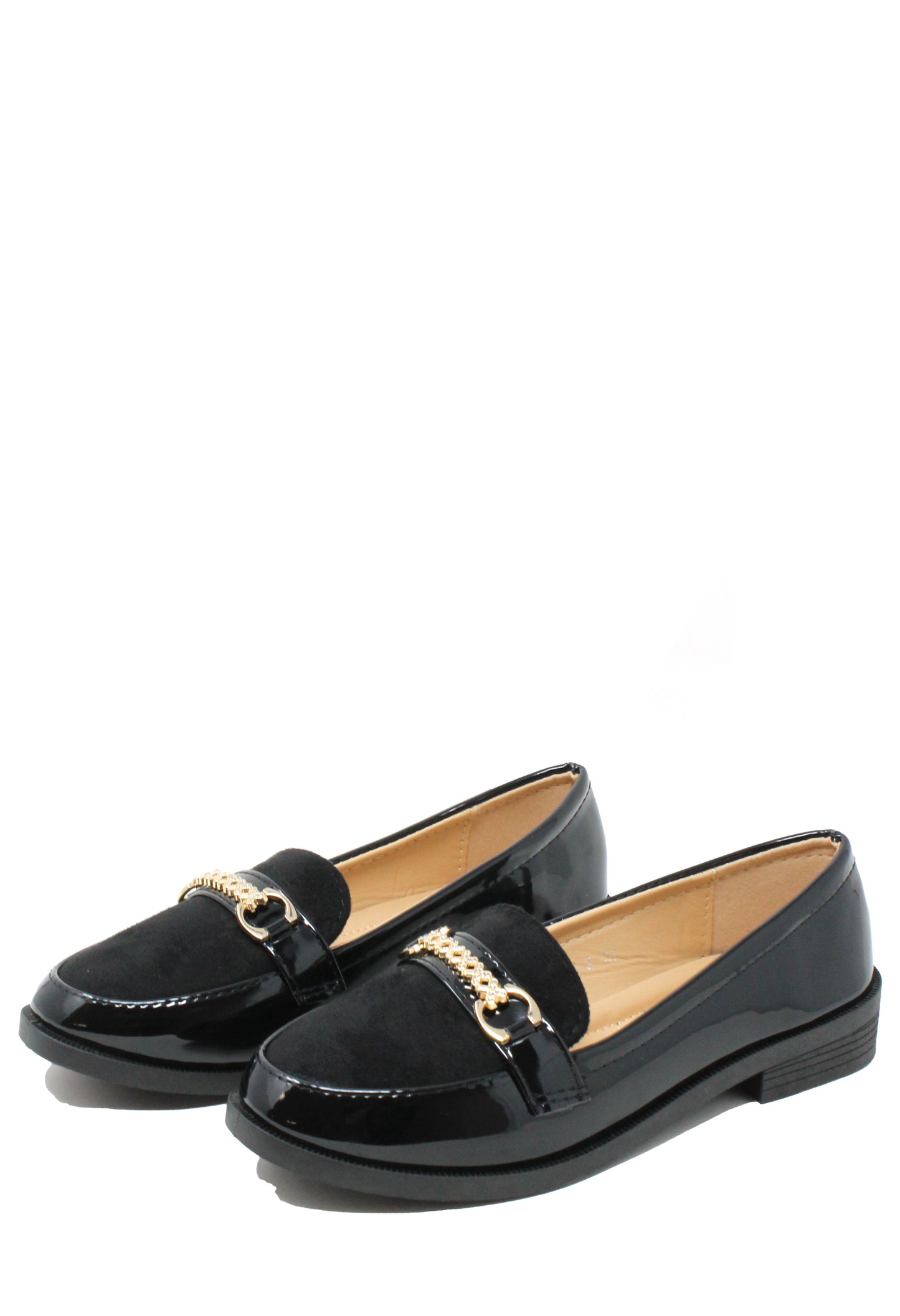 Patent and Faux Suede Loafer