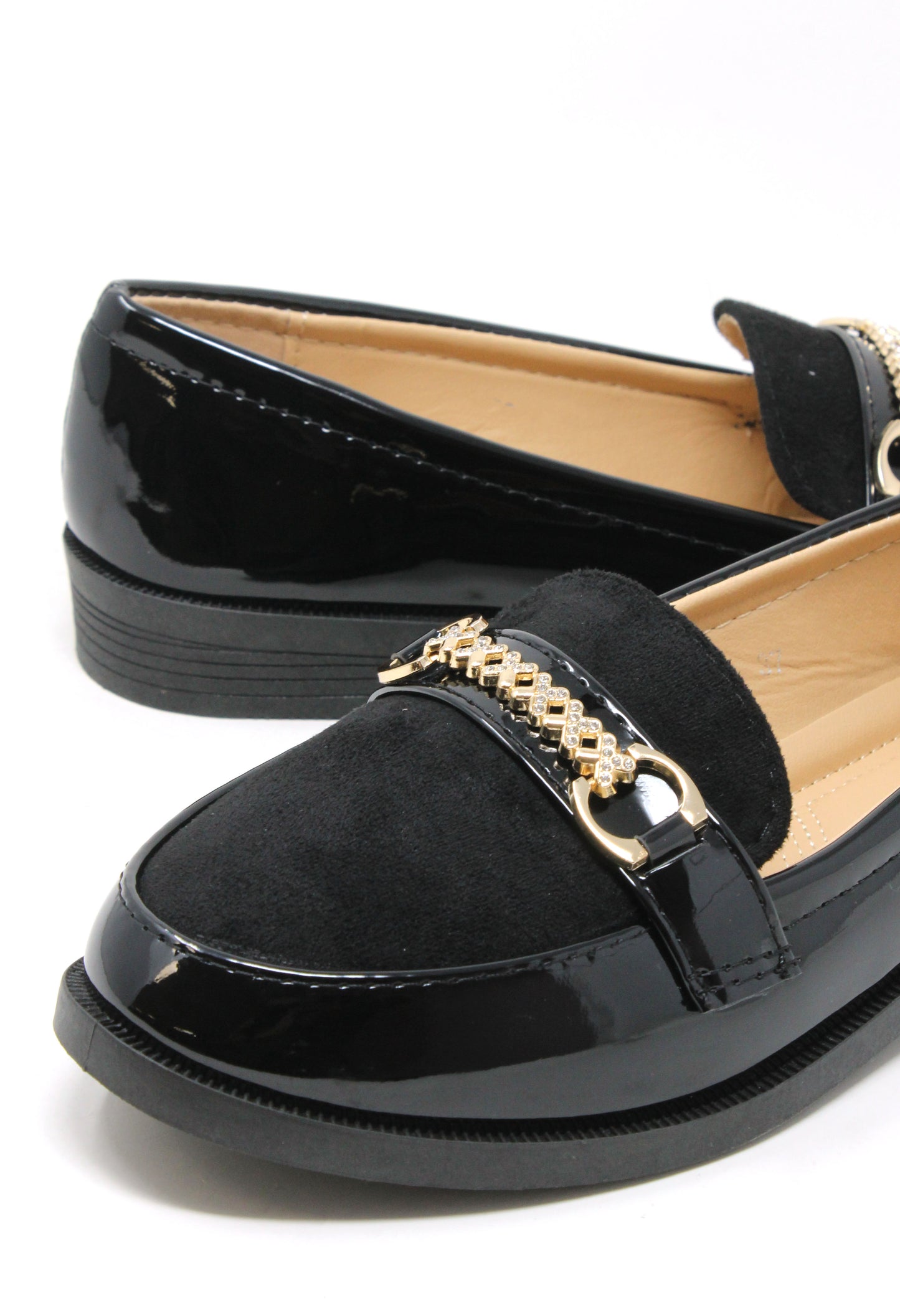 Patent and Faux Suede Loafer
