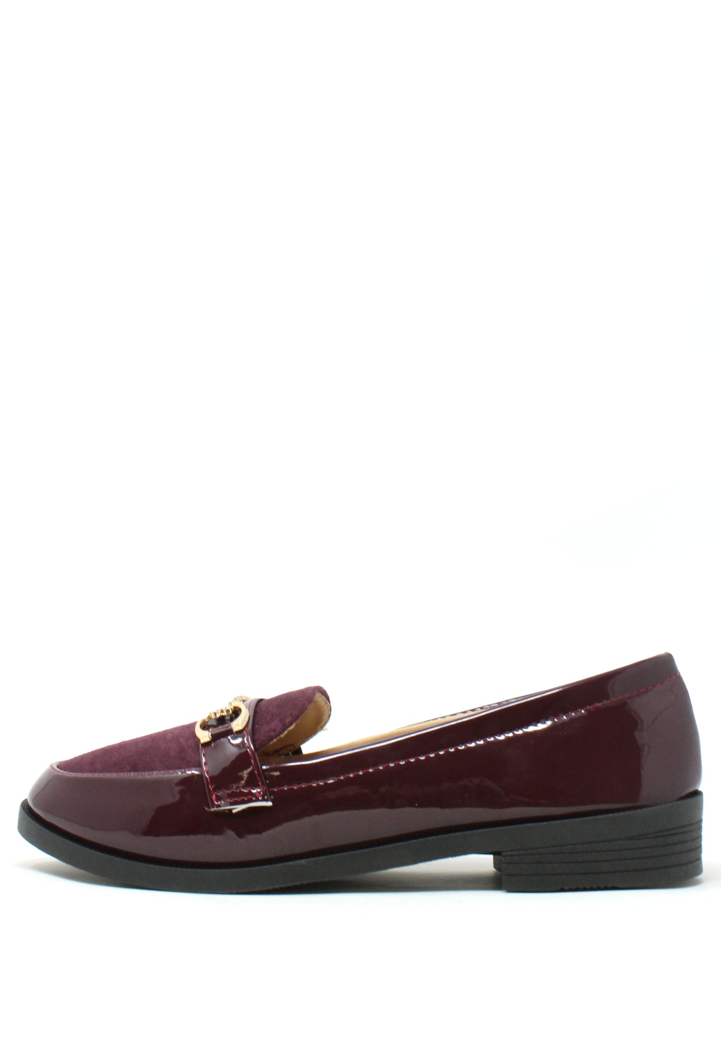 Patent and Faux Suede Loafer