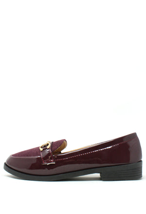 Patent and Faux Suede Loafer