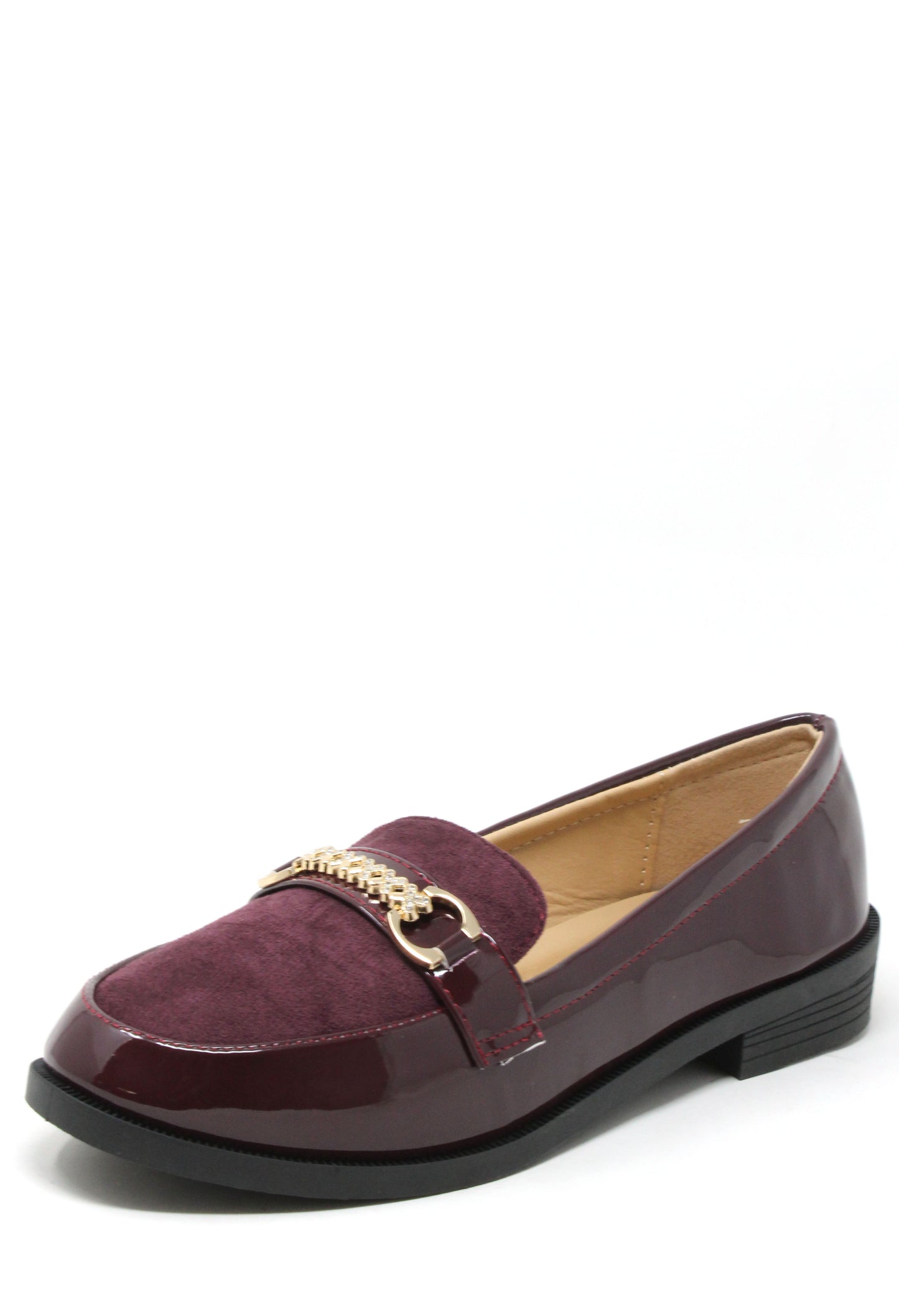 Patent and Faux Suede Loafer