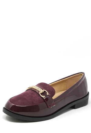 Patent and Faux Suede Loafer