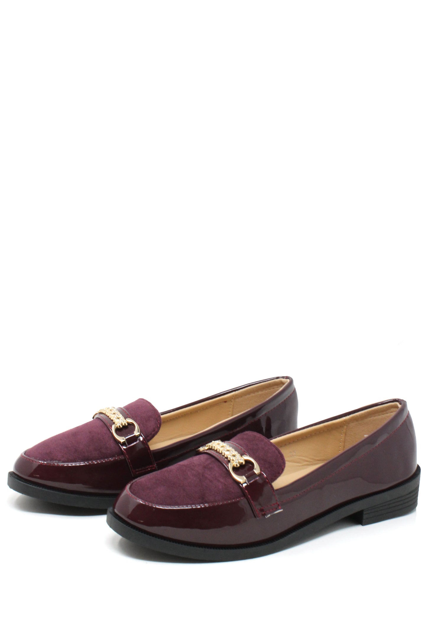 Patent and Faux Suede Loafer