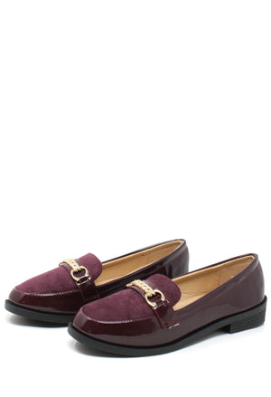 Patent and Faux Suede Loafer